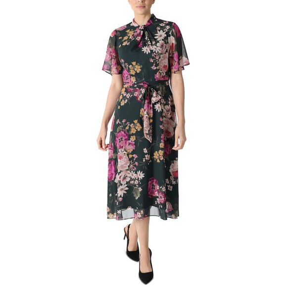 Donna Ricco Printed Flutter Sleeve Midi Dress - Picture 1 of 1